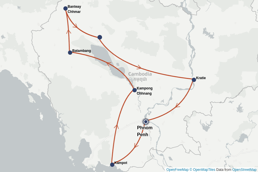 Itinerary Map image for Kambodscha erleben – Tempel, Pfeffer & Meer