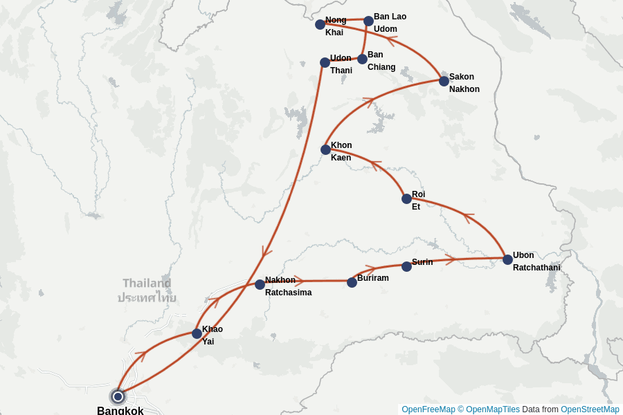 Itinerary Map image for Thailands unentdeckter Nordosten: Isaan