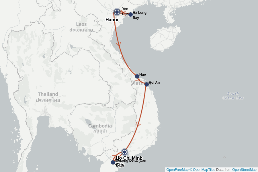 Itinerary Map image for Vietnam Compact : les points forts du pays