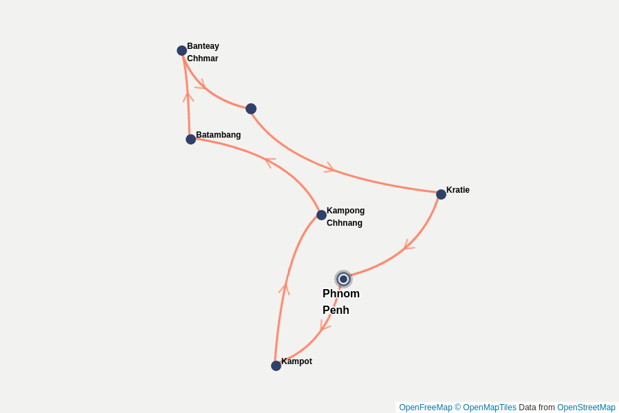 Itinerary Map image for Kambodscha – Das Beste des Landes
