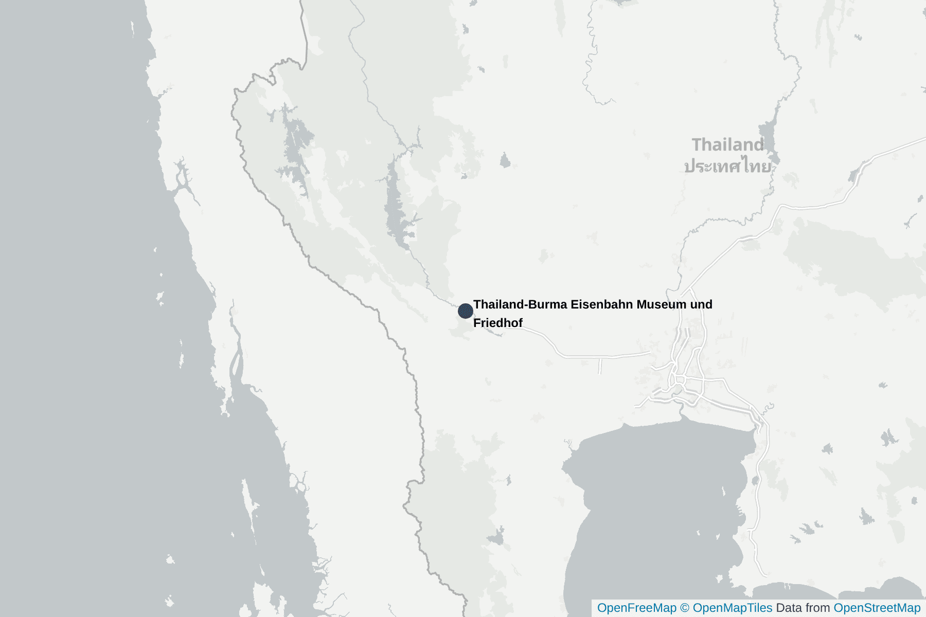 Karte von Thailand-Burma Eisenbahn Museum und Friedhof